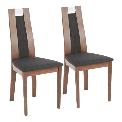 Aspen Upholstered Dining Chair (Charcoal + Walnut) - Set of 2